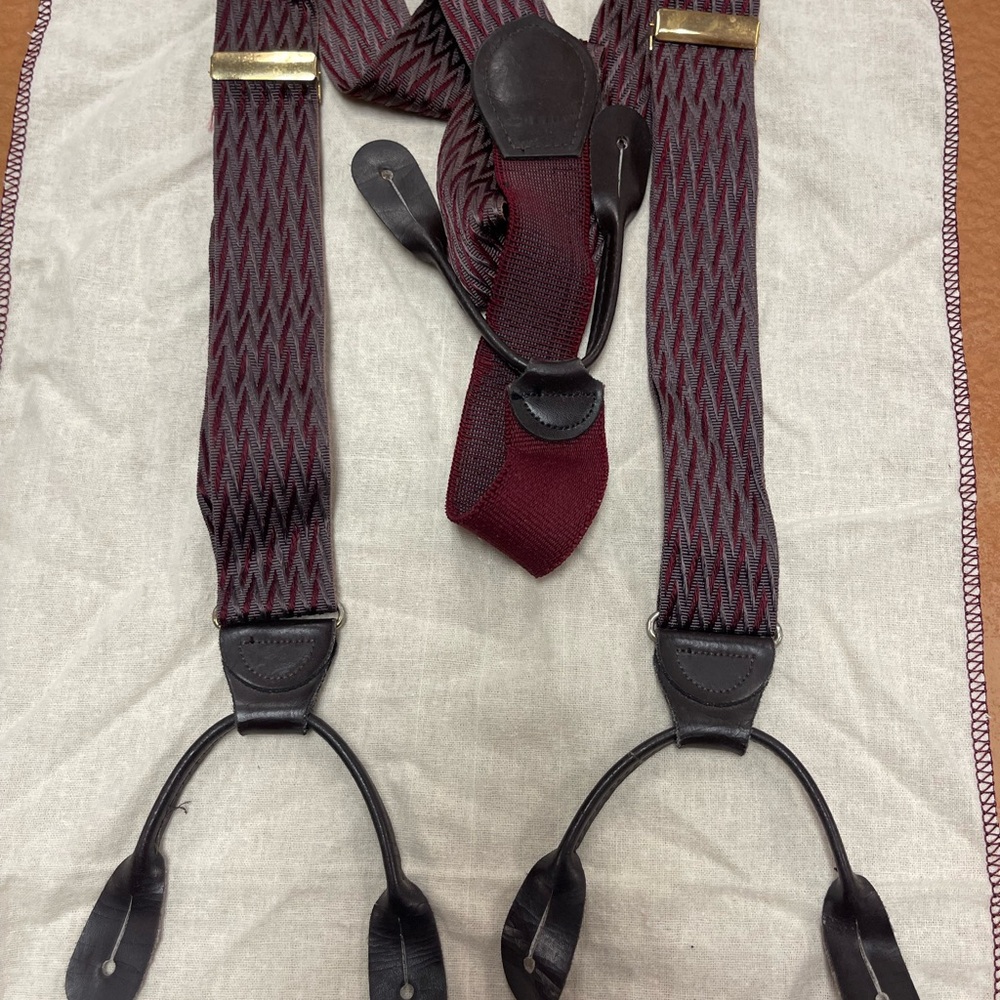 Stylish Pelican Burgundy and Black Suspenders